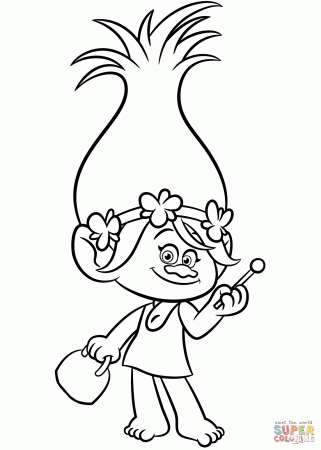 Poppy from Trolls coloring page | Free Printable Coloring Pages