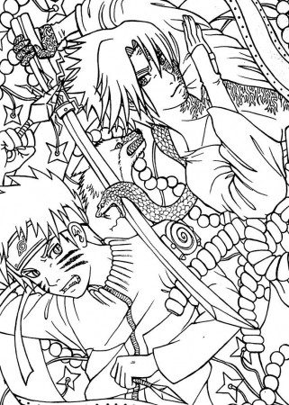 Naruto vs Sasuke anime coloring pages for kids, printable free ...