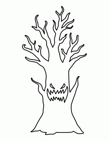 Printable Haunted Tree Coloring Page