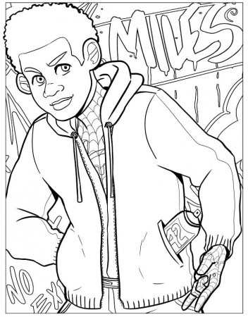 Smiling Miles Morales Coloring Page - Free Printable Coloring Pages for Kids