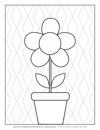 Spring - Coloring page - Flower in a Pot - Zig Zag BG | Planerium