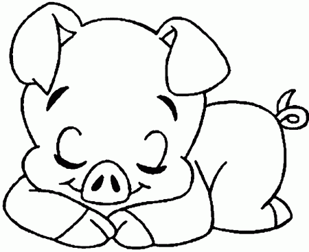 Pig coloring page of sleeping so cute Pig coloring pages