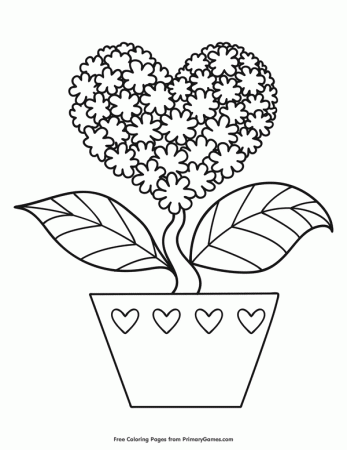 Heart Shaped Flower Coloring Page • FREE Printable eBook | Valentine coloring  pages, Valentines day coloring page, Heart coloring pages