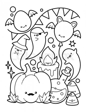 Cute And Kawaii Halloween Coloring Page ...