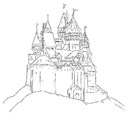 castle with princess Colouring Pages
