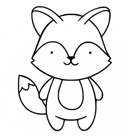 Cute Fox Standing Coloring Page - Free Printable Coloring Pages for Kids