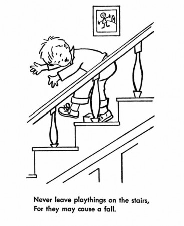 Stairs Safety Coloring Page - Free Printable Coloring Pages for Kids