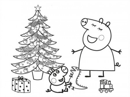 Peppa Pig, Peppa Pig and George Opened Their Christmas Present Coloring Page:  Pep… | Peppa pig coloring pages, Peppa pig christmas, Christmas present coloring  pages