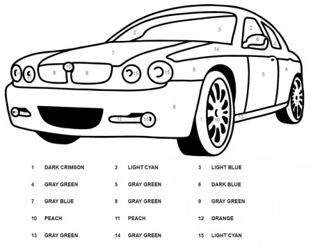 Nice Car Color by Number Coloring Page - Free Printable Coloring Pages for  Kids