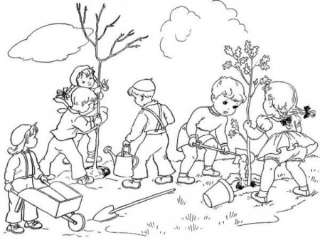 Free Arbor Day Coloring Pages PDF - Coloringfolder.com | Coloring pages,  Vintage coloring books, Spring coloring pages