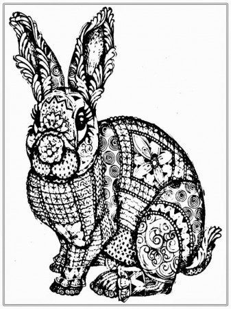 Free Rabbit Coloring Pages For Adult | Realistic Coloring Pages