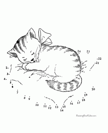 Sleeping Cat | Dot to Dot Worksheets