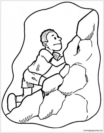 The Man Is Climbing Coloring Pages - Mountains Coloring Pages - Coloring  Pages For Kids And Adults