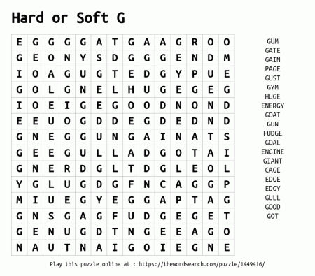 Download Word Search on Hard or Soft G