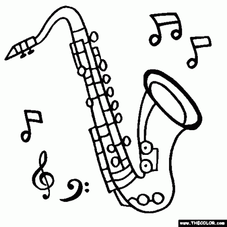 Tenor-Saxophone Coloring Page | Color Saxophone