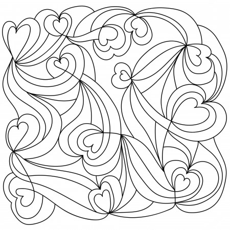 Premium Vector | Abstract coloring page with hearts and curls antistress  coloring book for adults and children