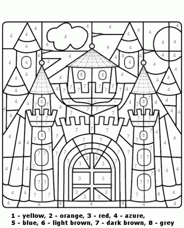 Worksheet color by number castle