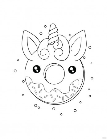 Unicorn Donut Coloring Page in ...