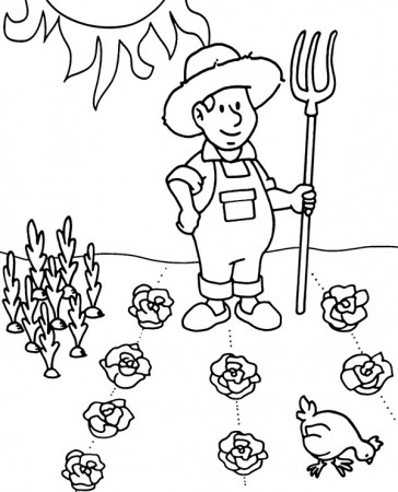 Working farmer coloring sheet to print