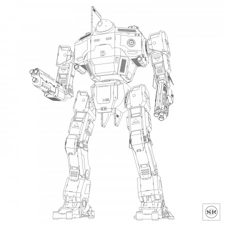 Light Humanoid Mech coloring Page - Etsy