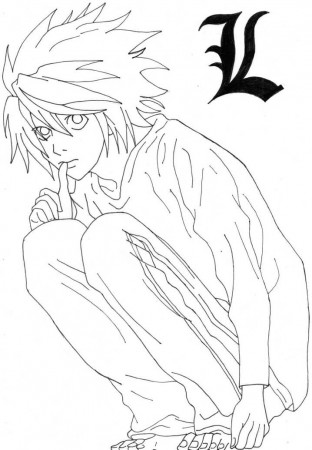 L from Death Note 1 Coloring Page - Free Printable Coloring Pages for Kids