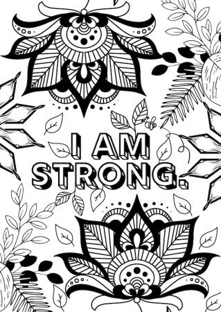 I Am Strong Positive Affirmation Coloring Page Self-care - Etsy