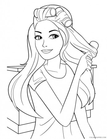 barbie coloring pages and her hair stylist Coloring4free - Coloring4Free.com