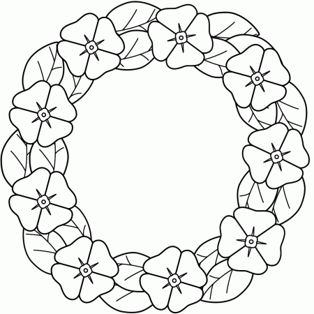 Poppy wreath - Coloring Page (Remembrance Day)