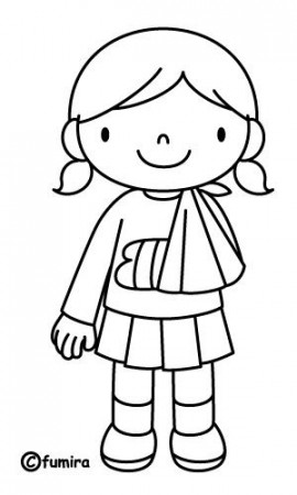 girl with broken arm. free coloring pages | Coloring Pages