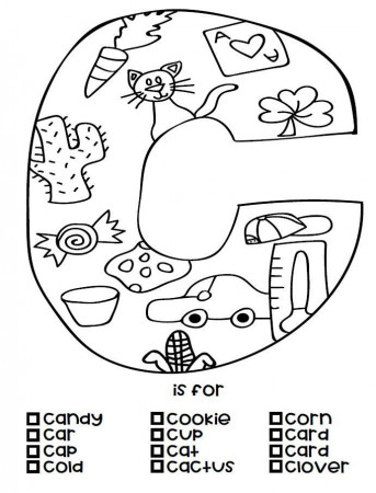 C is For coloring page! Color in the pictures and check off the words below  that start with the letter.… | Alphabet coloring pages, Alphabet coloring,  Alphabet unit