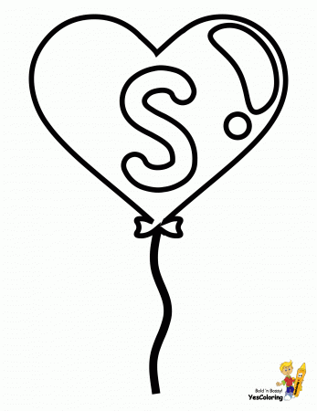 Easy Coloring Pages Free Alphabets | 39 Balloon Hearts ABCs 123s
