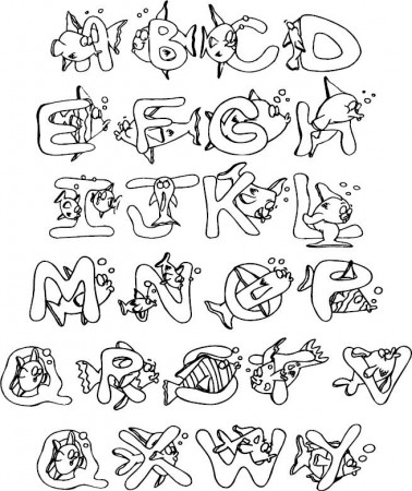 Full Alphabet Coloring Page | Lettering alphabet, Hand lettering alphabet,  Cool lettering