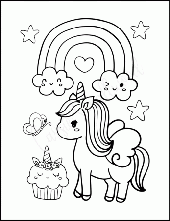 7 Cute Unicorn Cupcake Coloring Pages - Cassie Smallwood