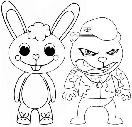 cuddles and flippy coloring page of happy tree friends | Happy tree friends  flippy, Happy tree friends, Coloring pages