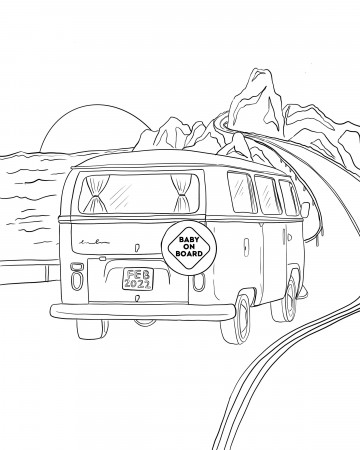 Baby on Board VW Printable Coloring Book Page - Etsy