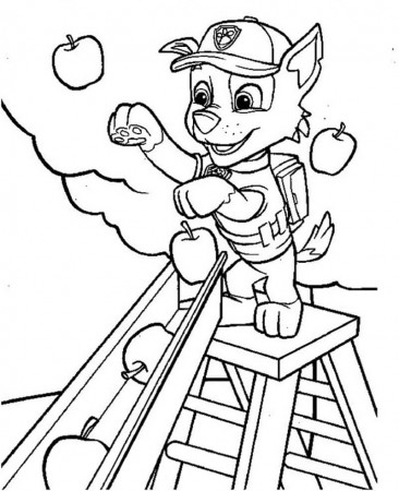Rocky Picking Apples Coloring Page - Free Printable Coloring Pages for Kids