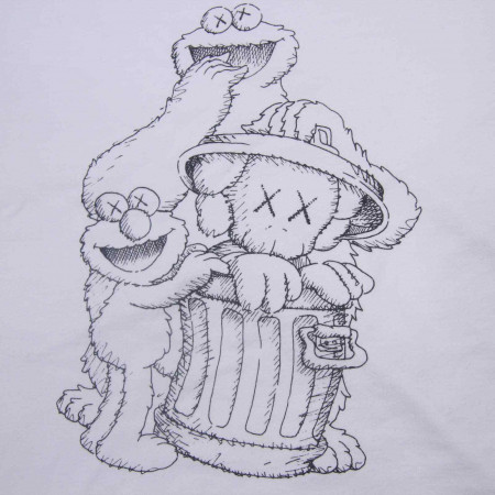 Uniqlo x Kaws x Sesame Street Mens Small Outline Graphic T Shirt White |  eBay
