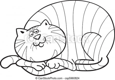 Fat cat for coloring book. Illustration of happy fat cat for coloring book.  | CanStock