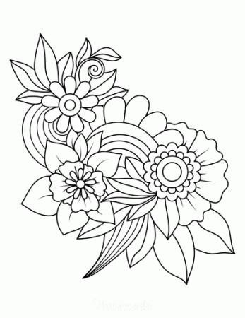 Free Flower Coloring Pages for Kids & Adults | Flower coloring pages,  Printable flower coloring pages, Cute coloring pages