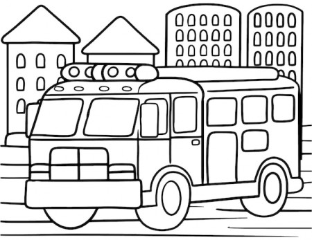 Premium Vector | Fire truck coloring page for kids line art vector blank  printable design for children to fill in