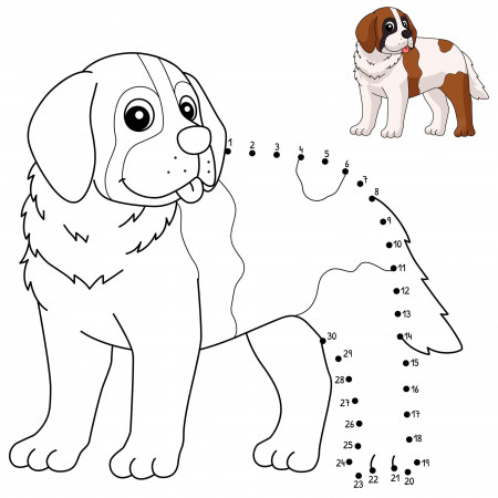 Premium Vector | Dot to dot saint bernard dog isolated coloring