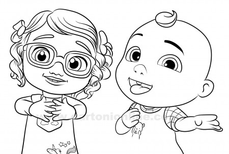 Bella, J.J. from Cocomelon coloring page