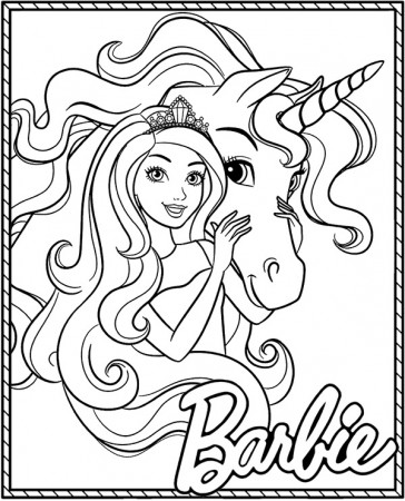 Unicorn & Barbie coloring page - Topcoloringpages.net