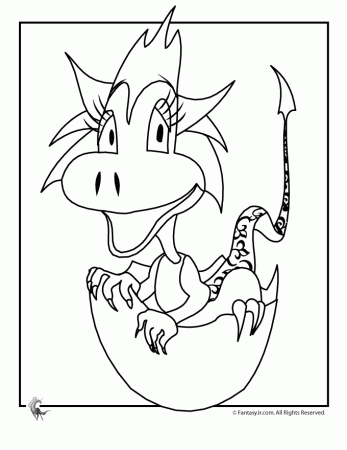 Cartoon Baby Dragon Coloring Page | Coloring