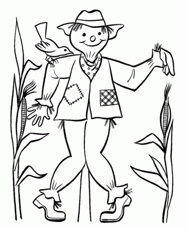 Thanksgiving Coloring Pages - Friendly Scarecrow Thanksgiving 
