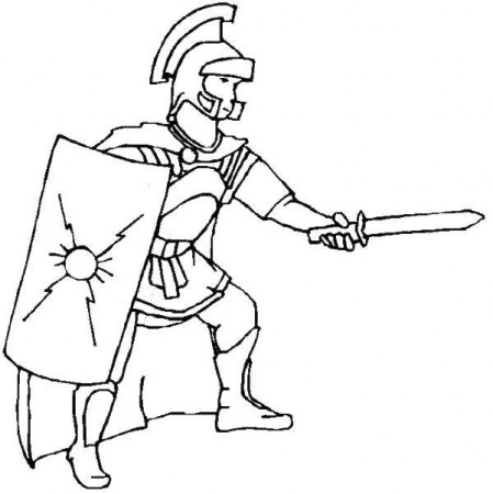 Online coloring pages Coloring page Gladiator with a shield People,  Download print coloring page.