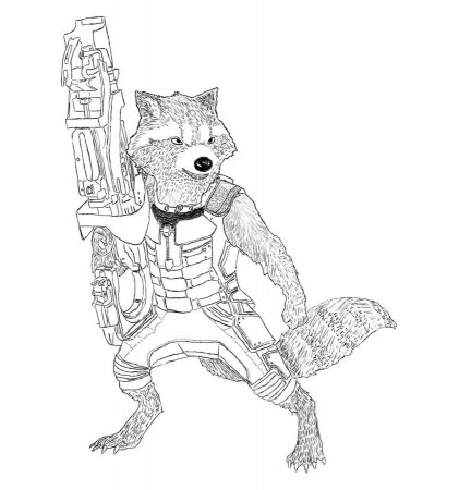 Coloring pages: Rocket Raccoon, printable for kids & adults, free