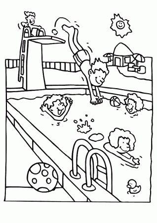 Visit To Swimming Pool At Summer Coloring Pages For Kids #dVy ...