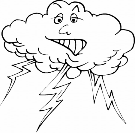 Lightning and Cloud Coloring Page - Get Coloring Pages