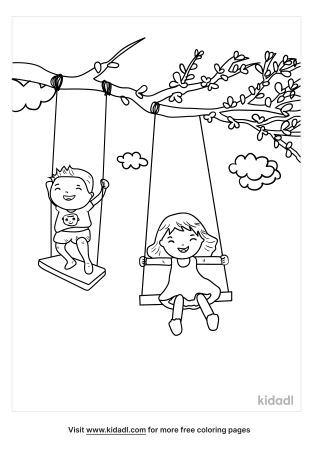 Boy And Girl On A Swing Coloring Pages | Free Fun Coloring Pages | Kidadl